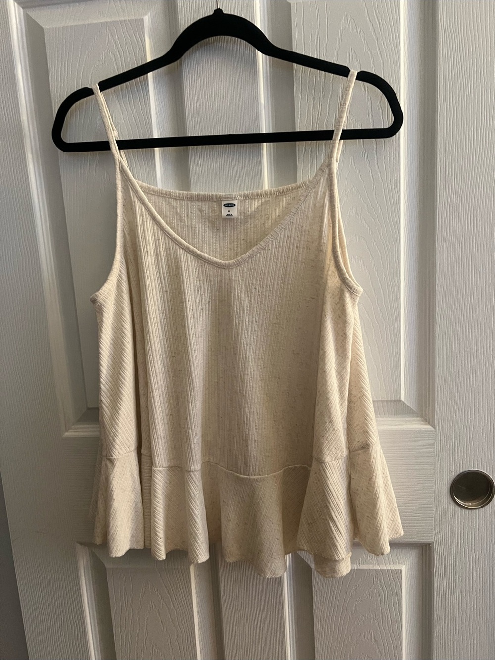 Cream Ruffled V-Neck swing Top